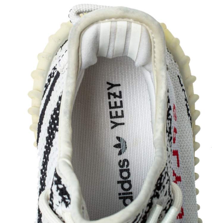Pre Owned Yeezy x Adidas White/Black Cotton Knit Yeezy Boost 350 V2 Zebra Sneakers Size 39