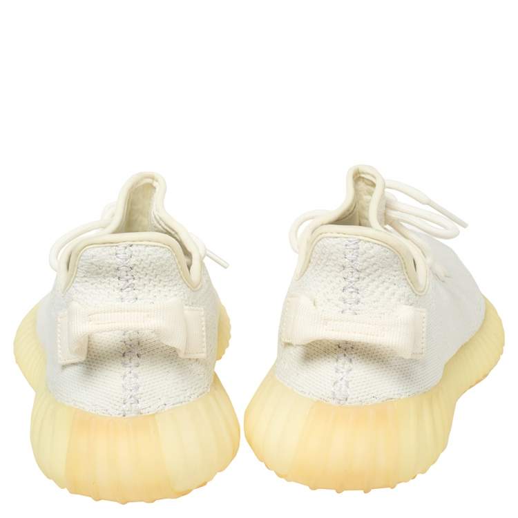 Pre Owned Yeezy x Adidas Cotton Knit Boost 350 V2 Triple White Sneakers Size 40