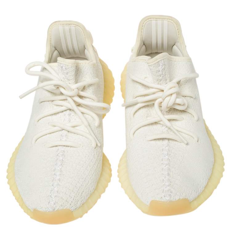 Pre Owned Yeezy x Adidas Cotton Knit Boost 350 V2 Triple White Sneakers Size 40