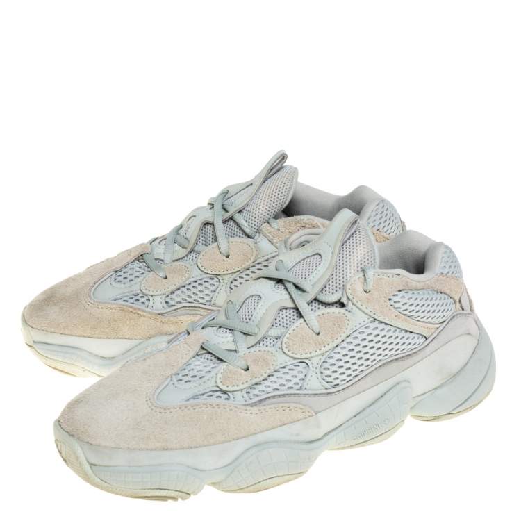 Pre Owned Yeezy x Adidas Suede and Mesh Yeezy 500 Salt Sneakers Size 39
