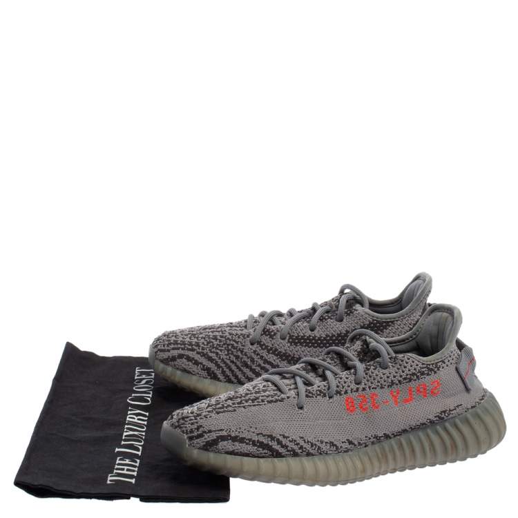 Pre Owned Yeezy x adidas Grey Knit Fabric Boost 350 V2 Beluga 2.0 Sneakers Size 39 1/3
