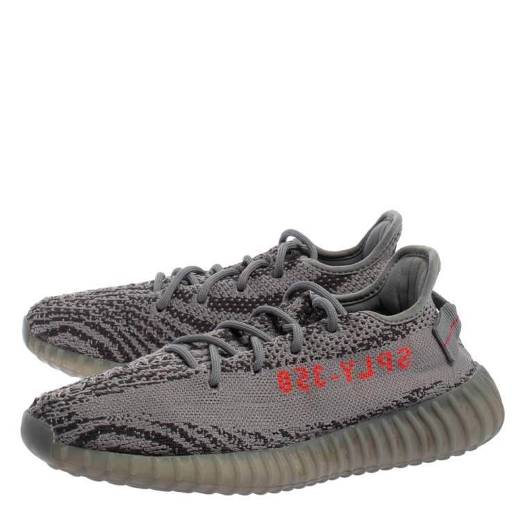 Pre Owned Yeezy x adidas Grey Knit Fabric Boost 350 V2 Beluga 2.0 Sneakers Size 39 1/3