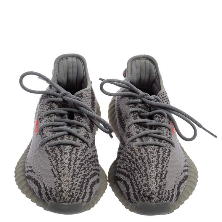 Pre Owned Yeezy x adidas Grey Knit Fabric Boost 350 V2 Beluga 2.0 Sneakers Size 39 1/3