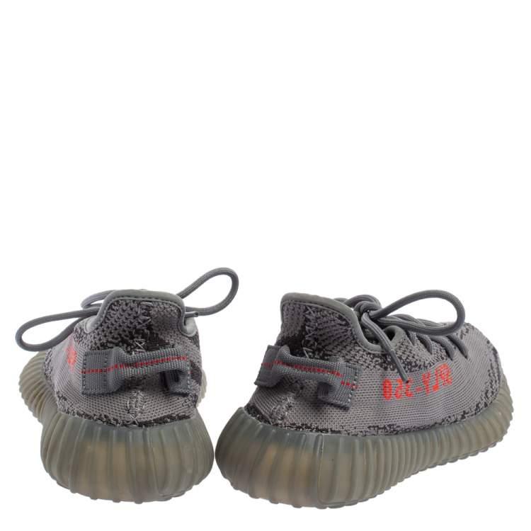 Pre Owned Yeezy x adidas Grey Knit Fabric Boost 350 V2 Beluga 2.0 Sneakers Size 39 1/3