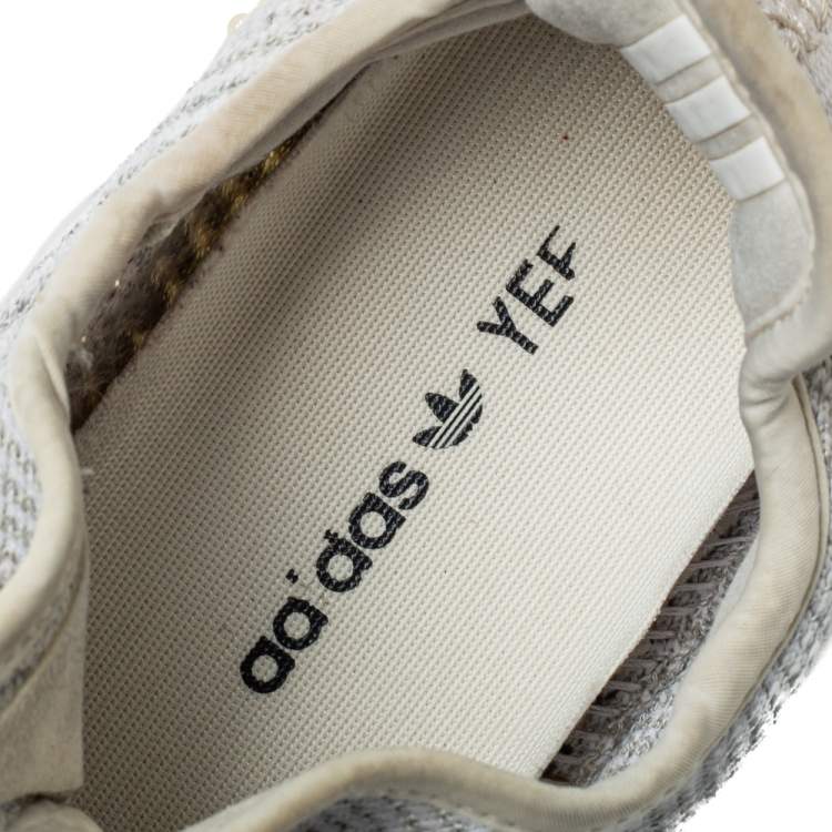 Pre Owned Yeezy x adidas White Knit Fabric Boost 350 V2 Yeshaya Sneakers Size 44 2/3