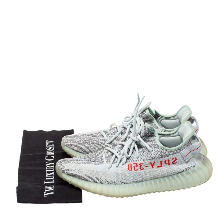 Pre Owned Yeezy x Adidas Light Blue Cotton Knit Boost 350 V2 Blue Tint Sneakers Size 44