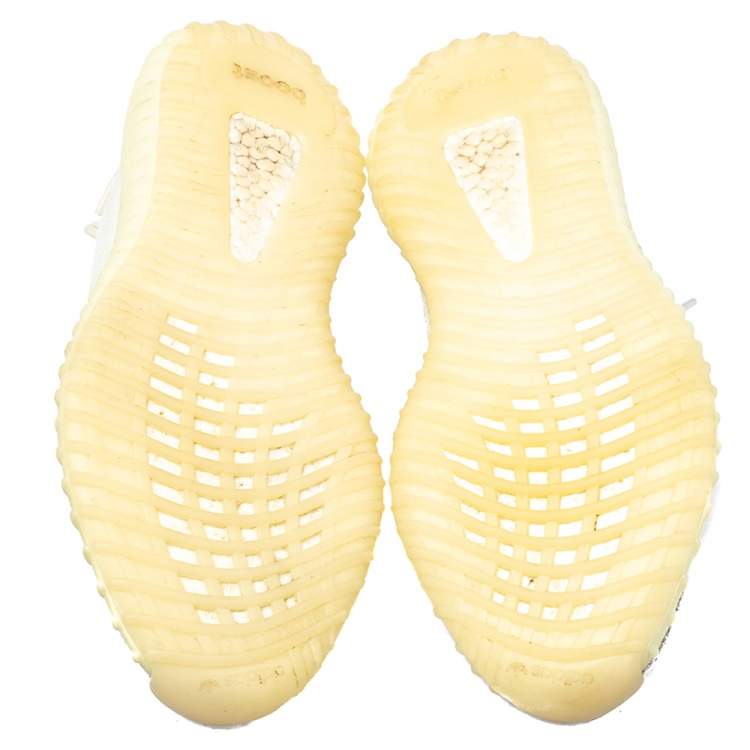 Pre Owned Adidas Yeezy White Knit Fabric 350 V2 Butter Sneakers Size 43.5