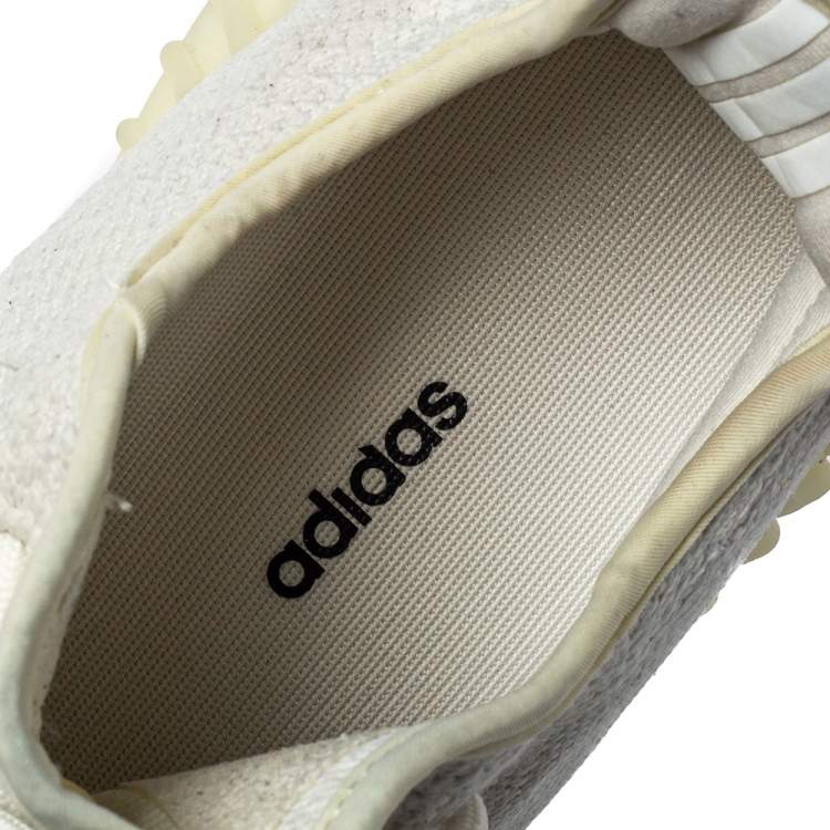 Pre Owned Adidas Yeezy White Knit Fabric 350 V2 Butter Sneakers Size 43.5