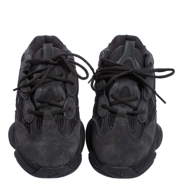 Pre Owned Yeezy x Adidas Utility Black Suede And Mesh Boost 500 Sneakers Size 39 1/3