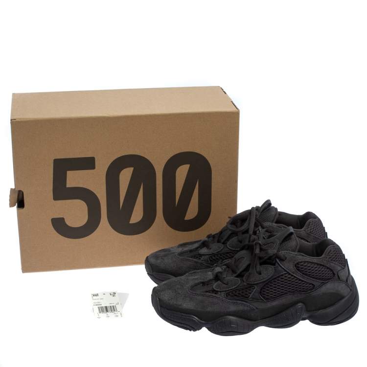 Pre Owned Yeezy x Adidas Utility Black Suede And Mesh Boost 500 Sneakers Size 39 1/3