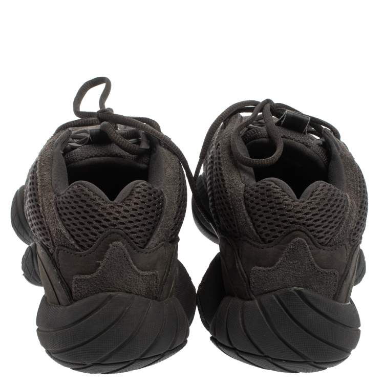Pre Owned Yeezy x adidas Utility Black Suede And Mesh Boost 500 Sneakers Size 44 2/3