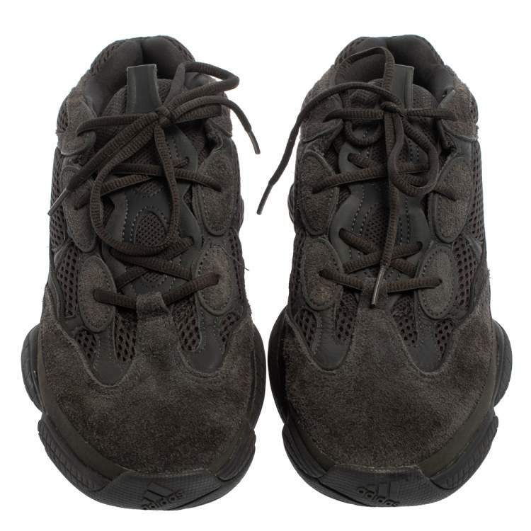 Pre Owned Yeezy x adidas Utility Black Suede And Mesh Boost 500 Sneakers Size 44 2/3