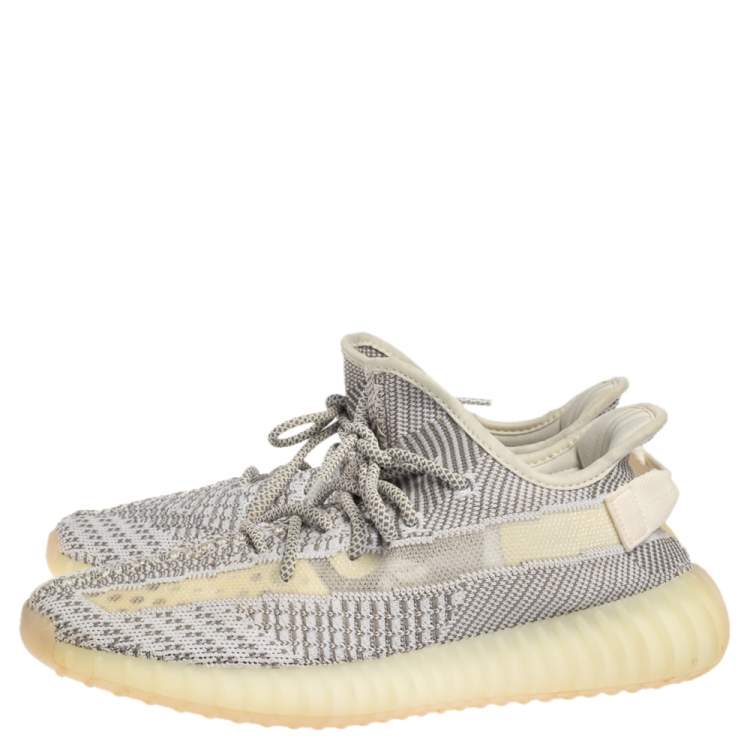 Pre Owned Yeezy x Adidas White/Grey Knit Fabric Boost 350 V2 Static Non-Reflective Sneakers Size 42