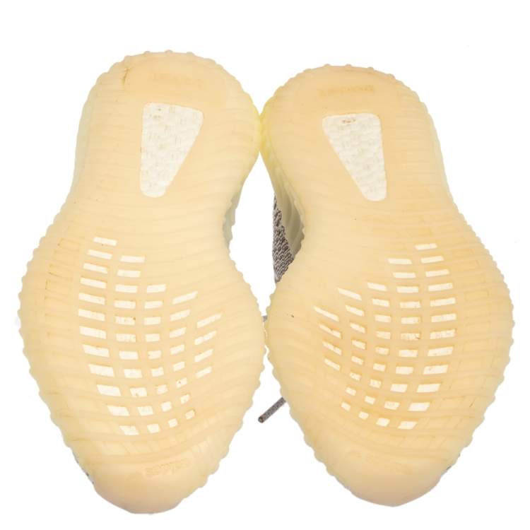 Pre Owned Yeezy x Adidas White/Grey Knit Fabric Boost 350 V2 Static Non-Reflective Sneakers Size 42