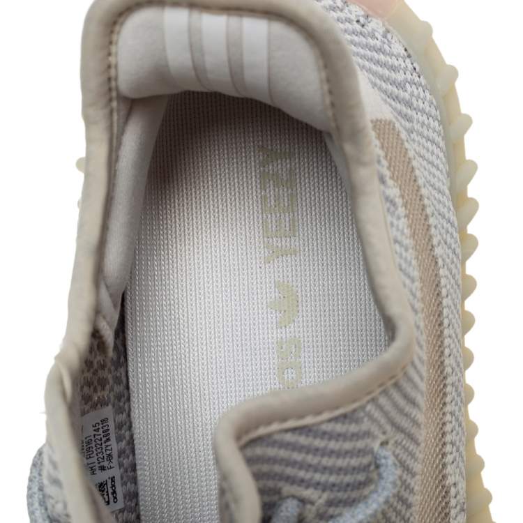 Pre Owned Yeezy x adidas Cream/Grey Knit Fabric Boost 350 V2 Lundmark Sneakers Size 40