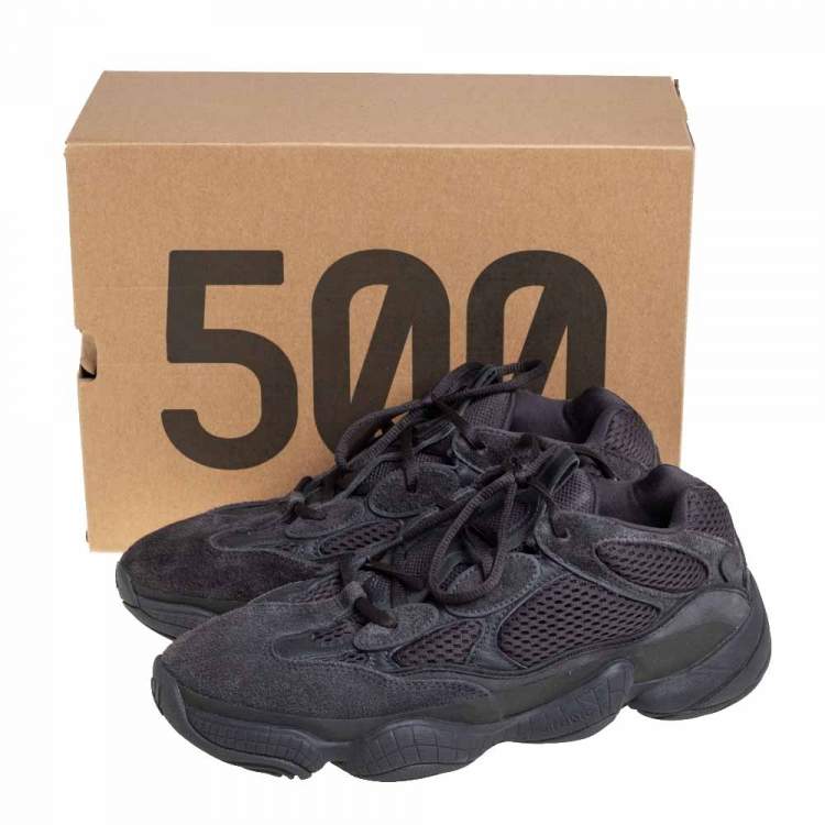 مملوكة مسبقًا Yeezy x adidas Black Mesh And Suede 500 Utility Sneakers Size 42 2/3