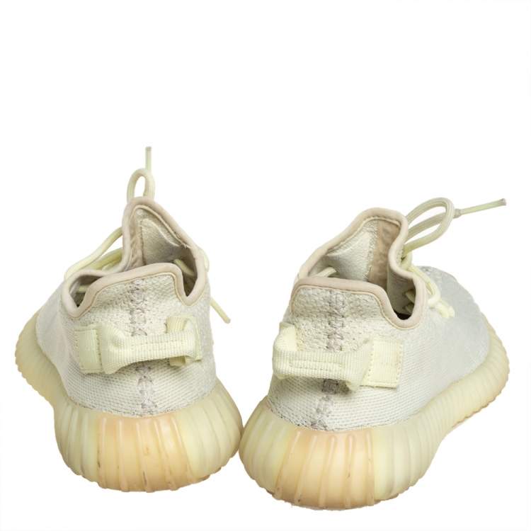 Pre Owned Yeezy x Adidas Yellow Knit Fabric Boost 350 V2 Butter Sneakers Size 37 1/3