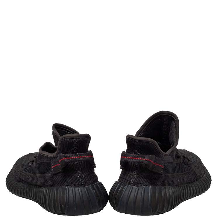 Pre Owned Yeezy x adidas Black Knit Fabric Boost 350 V2 Non- Reflective Sneakers Size 44