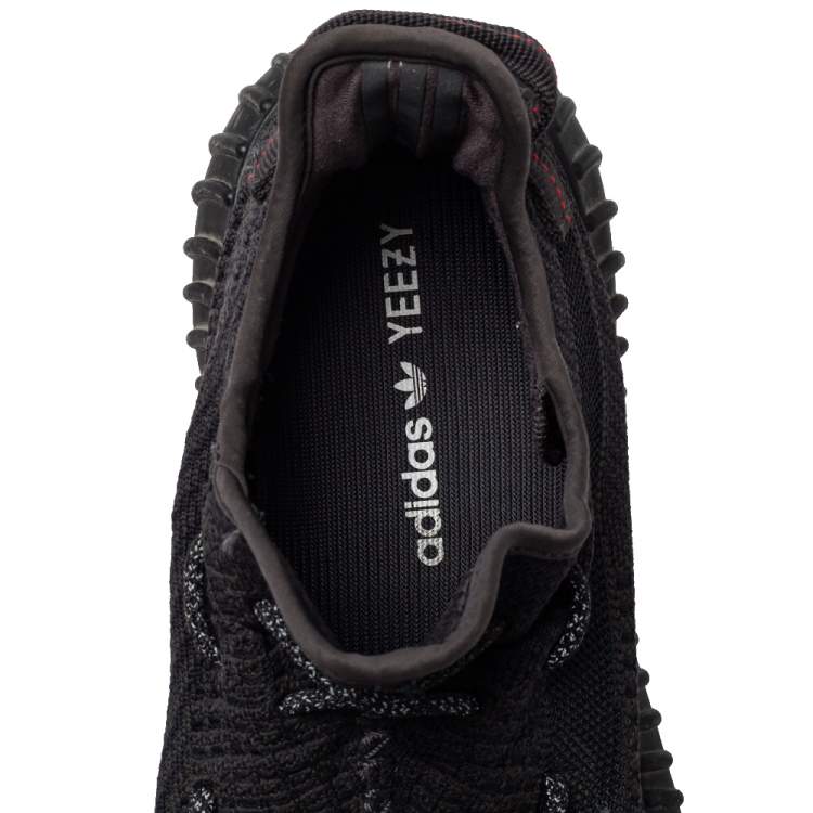 Pre Owned Yeezy x adidas Black Knit Fabric Boost 350 V2 Non- Reflective Sneakers Size 44