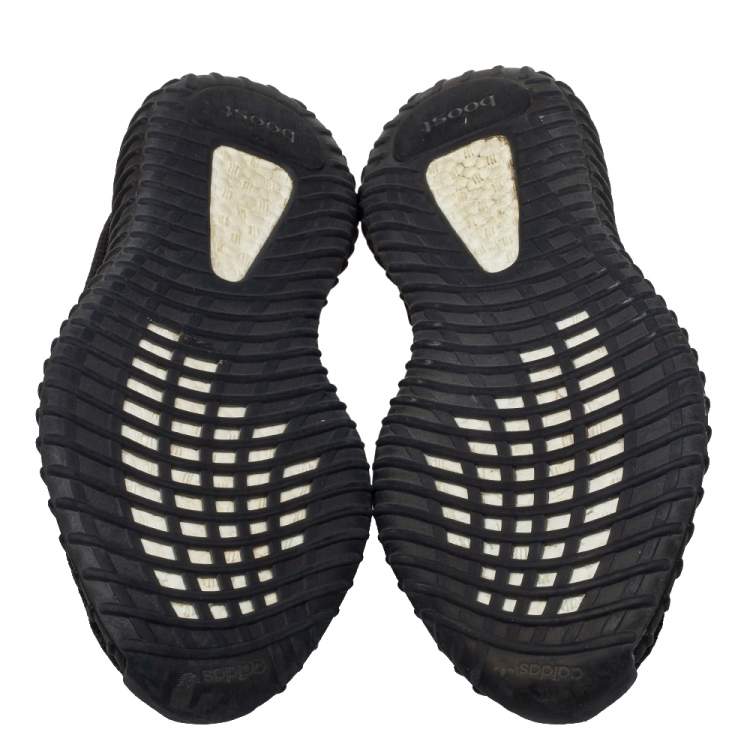 Pre Owned Yeezy x adidas Black Knit Fabric Boost 350 V2 Non- Reflective Sneakers Size 44