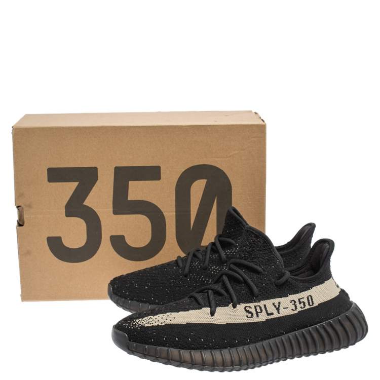 Pre Owned Yeezy x Adidas Core Black/White Knit Fabric Boost 350 V2 Sneakers Size 43 1/3
