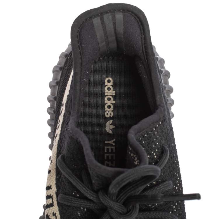 Pre Owned Yeezy x Adidas Core Black/White Knit Fabric Boost 350 V2 Sneakers Size 43 1/3