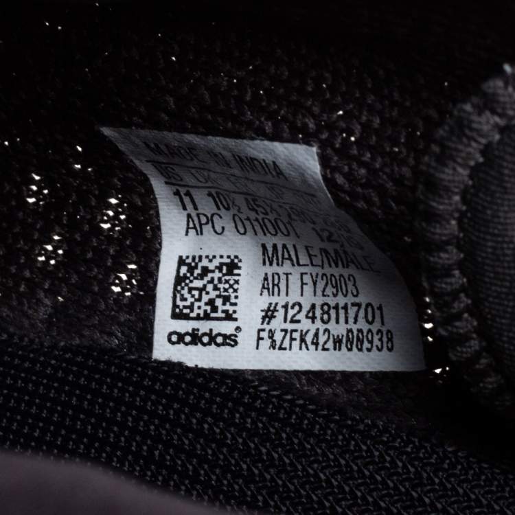 Pre Owned Yeezy x adidas Dark Grey  Knit Fabric And Mesh Boost 350 V2 Cinder Sneakers Size 45.5
