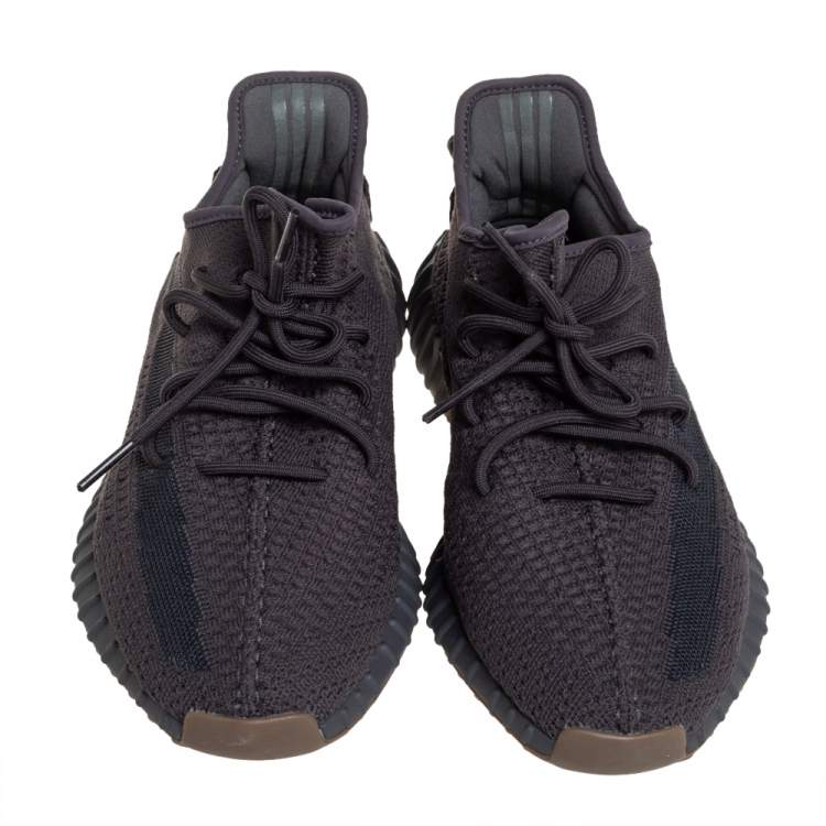 Pre Owned Yeezy x adidas Dark Grey  Knit Fabric And Mesh Boost 350 V2 Cinder Sneakers Size 45.5