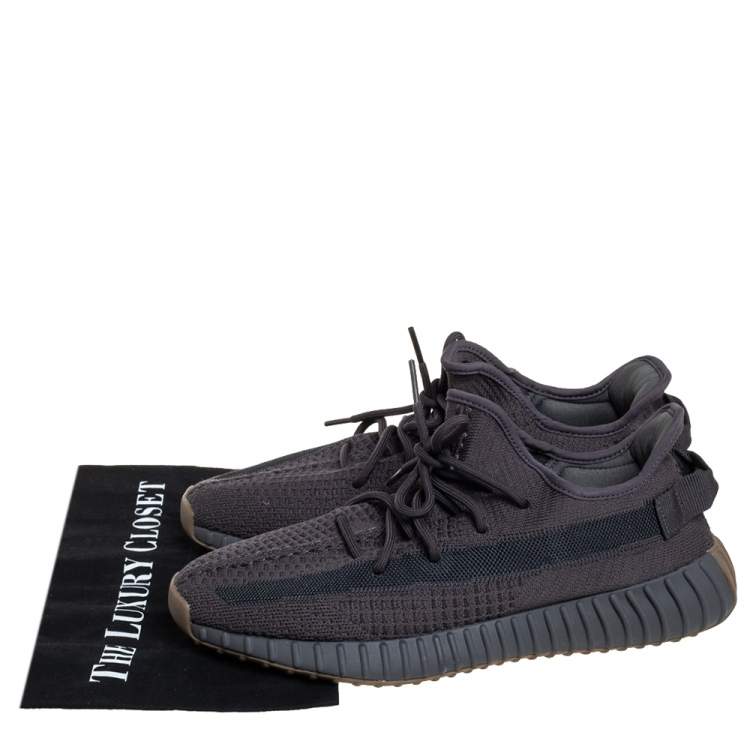 Pre Owned Yeezy x adidas Dark Grey  Knit Fabric And Mesh Boost 350 V2 Cinder Sneakers Size 45.5