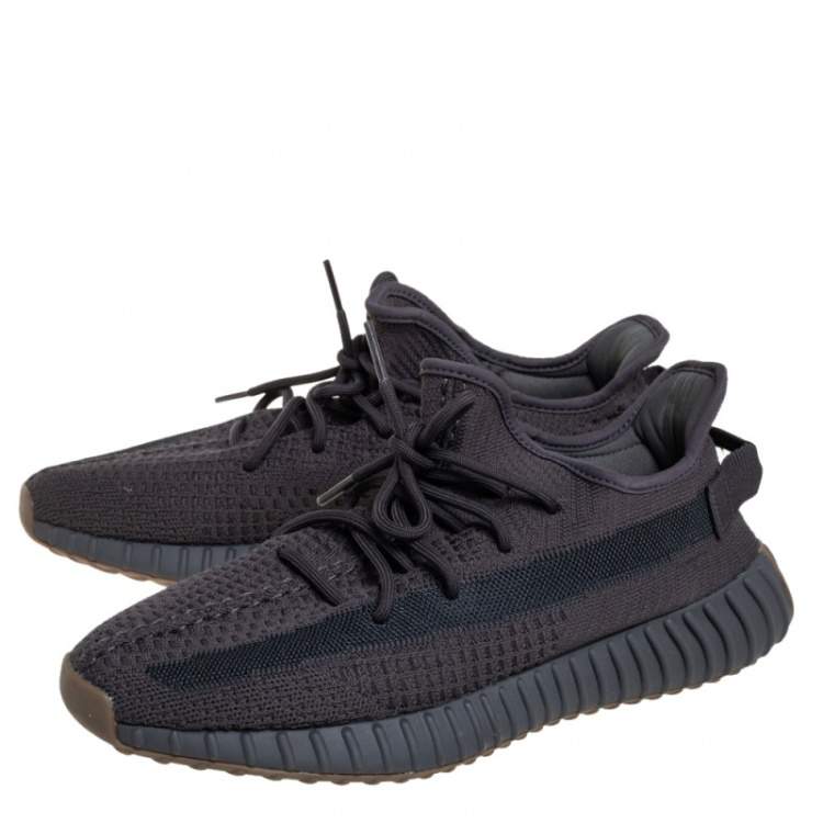 Pre Owned Yeezy x adidas Dark Grey  Knit Fabric And Mesh Boost 350 V2 Cinder Sneakers Size 45.5
