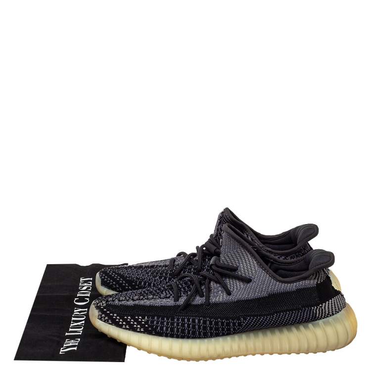 Pre Owned Yeezy x adidas Black Knit Fabric Boost 350 V2 Carbon Sneakers Size 44
