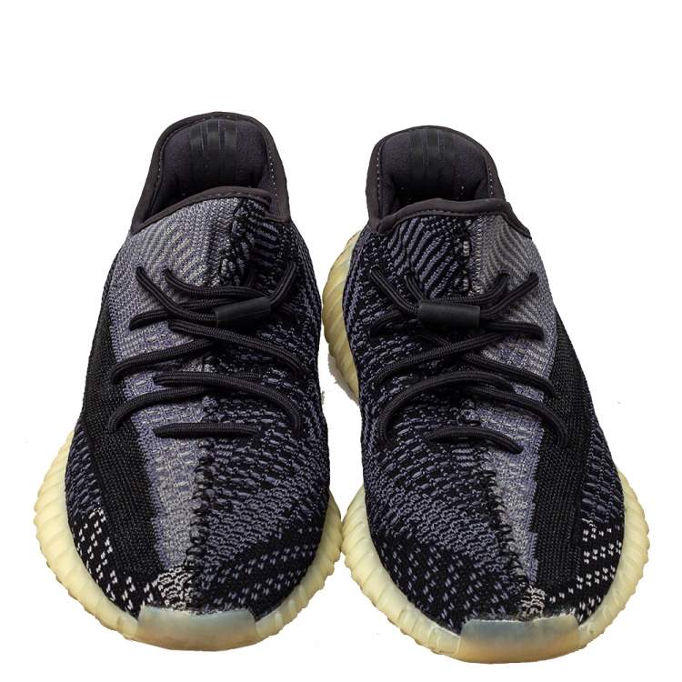 Pre Owned Yeezy x adidas Black Knit Fabric Boost 350 V2 Carbon Sneakers Size 44