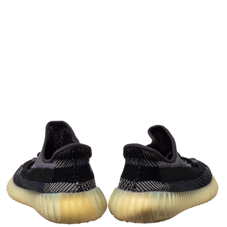 Pre Owned Yeezy x adidas Black Knit Fabric Boost 350 V2 Carbon Sneakers Size 44