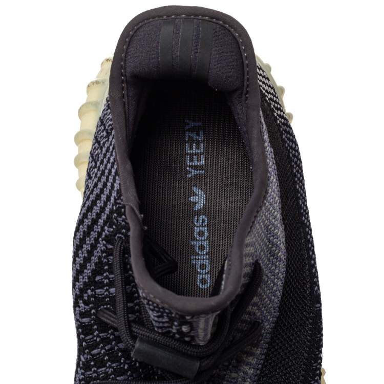 Pre Owned Yeezy x adidas Black Knit Fabric Boost 350 V2 Carbon Sneakers Size 44