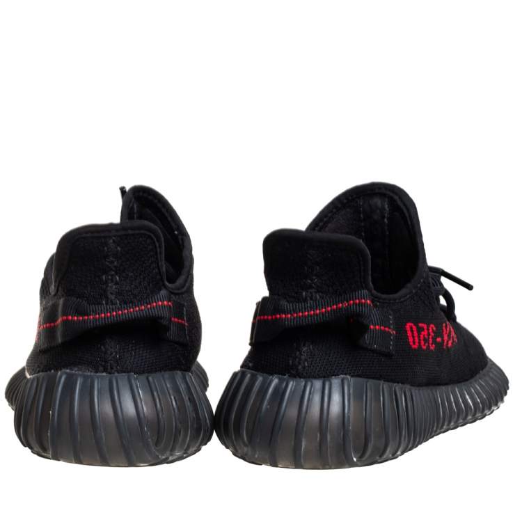 مملوكة مسبقًا Yeezy x Adidas Black/Red Knit Fabric Boost 350 V2 Low Top Sneakers Size 43 1/3