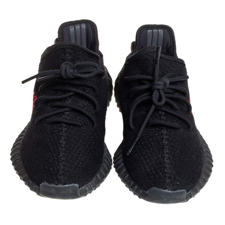 مملوكة مسبقًا Yeezy x Adidas Black/Red Knit Fabric Boost 350 V2 Low Top Sneakers Size 43 1/3