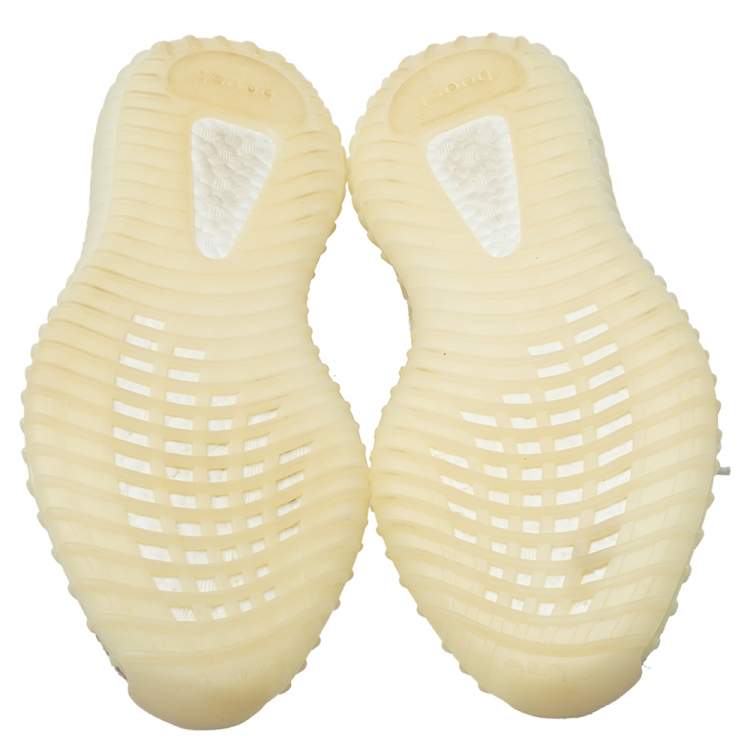 Pre Owned Yeezy x Adidas Cream Cotton Knit Boost 350 V2 Triple White Sneakers Size 41 1/3