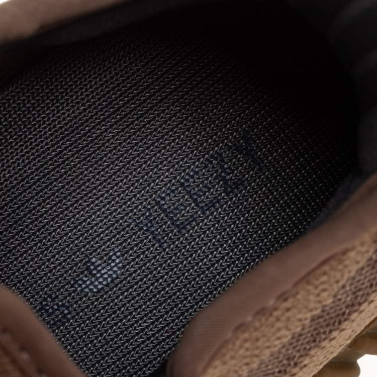 Pre Owned Yeezy x adidas Brown Knit Fabric Boost 350 V2 Earth Sneakers Size 38