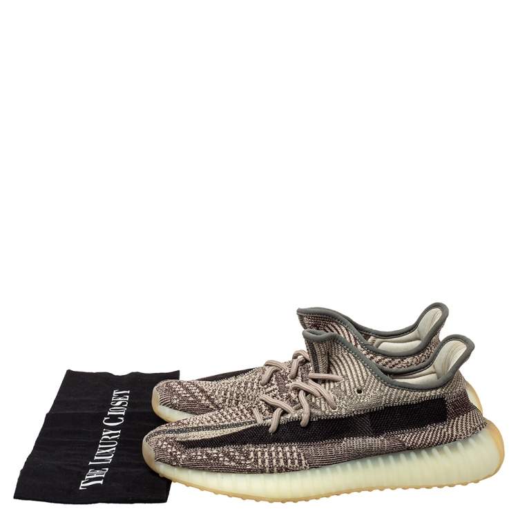 Pre Owned Yeezy x Adidas Grey/Black Knit Fabric Boost 350 V2 Zyon Sneakers Size 42 2/3