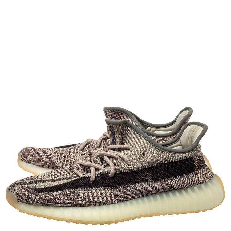 Pre Owned Yeezy x Adidas Grey/Black Knit Fabric Boost 350 V2 Zyon Sneakers Size 42 2/3