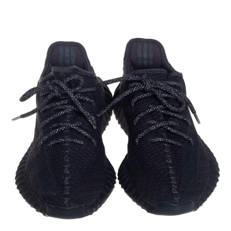 Pre Owned Yeezy x Adidas Black Knit Boost 350 V2 Cinder Sneakers Size 39.5