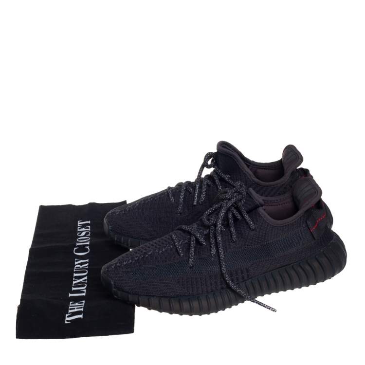 Pre Owned Yeezy x Adidas Black Knit Boost 350 V2 Cinder Sneakers Size 39.5