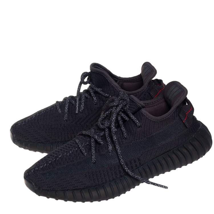 Pre Owned Yeezy x Adidas Black Knit Boost 350 V2 Cinder Sneakers Size 39.5