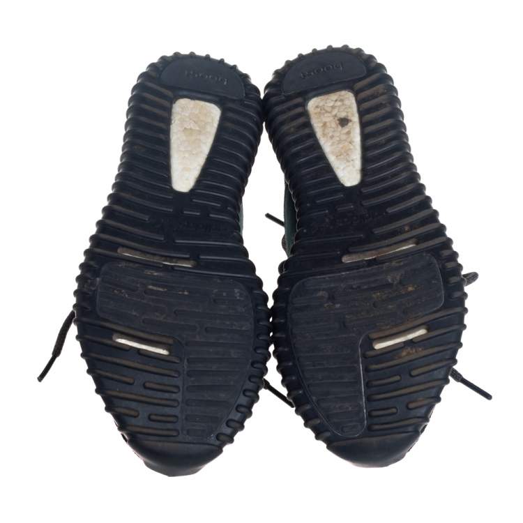 Pre Owned Adidas Yeezy Boost 350 V1 Pirate Black Knit Fabric Low Top Sneakers Size 46.5