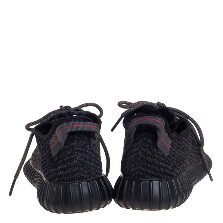 Pre Owned Adidas Yeezy Boost 350 V1 Pirate Black Knit Fabric Low Top Sneakers Size 46.5