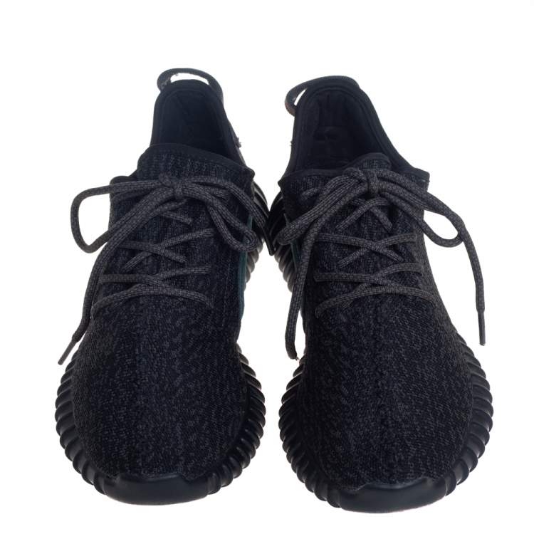 Pre Owned Adidas Yeezy Boost 350 V1 Pirate Black Knit Fabric Low Top Sneakers Size 46.5