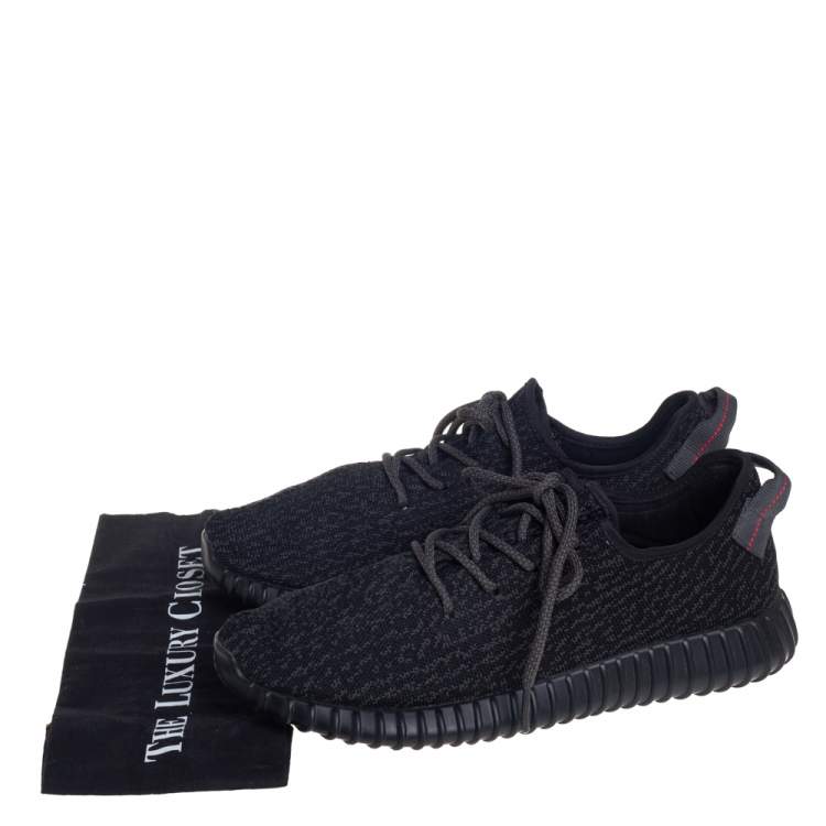 Pre Owned Adidas Yeezy Boost 350 V1 Pirate Black Knit Fabric Low Top Sneakers Size 46.5