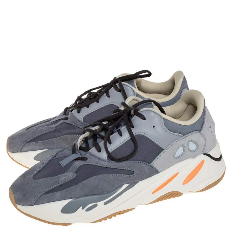 Pre Owned Yeezy x Adidas Grey Suede And Leather Boost 700 Magnet Sneakers Size 46 2/3