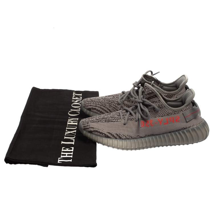 Pre Owned Yeezy x Adidas Grey Cotton Knit Boost 350 V2 Beluga Sneakers Size 42.5