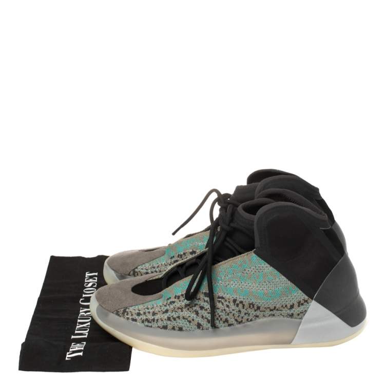مملوكة مسبقًا Yeezy x Adidas Teal Blue/Grey Cotton Knit Quantum Sneaker Size 46 2/3